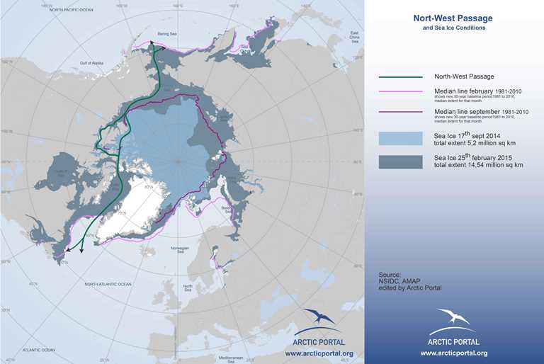 Arctic Portal Map - Northern Sea Route, Northwest Route